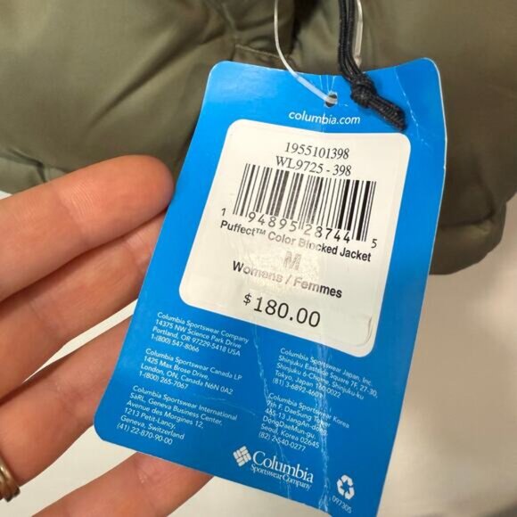 Columbia Women's Puffect Colorblock Jacket Coat Puffer NEW Medium Green Black - Picture 3 of 9